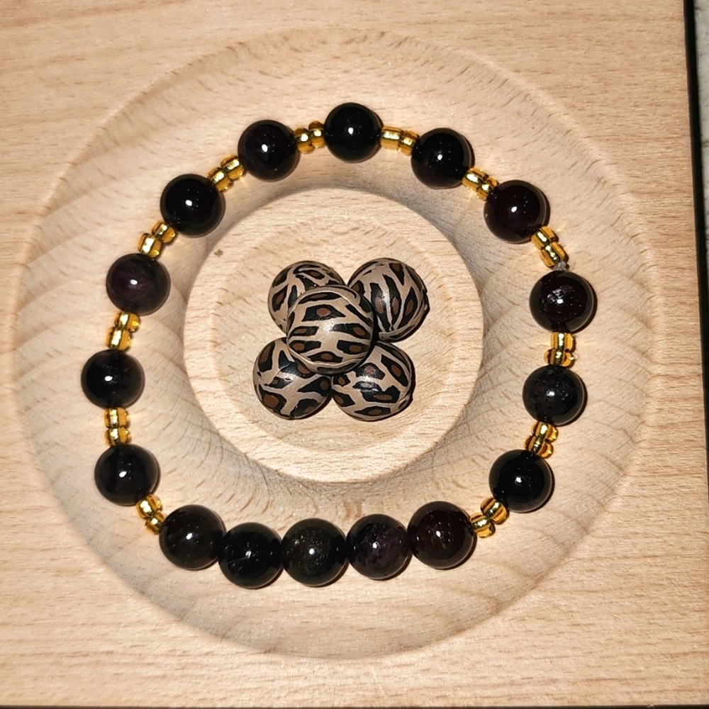 🔥 Natural Garnet Crystal Beads Bracelet 7in